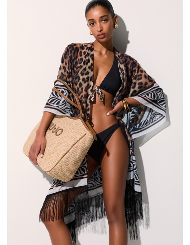 Kaftano animalier con frange Liu.jo VA6214T4902