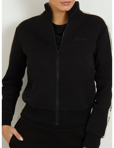 Felpa con banda laterale nero con logo Guess...