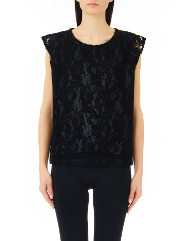 T-shirt nero in pizzo LIU.JO 5F3084J4596