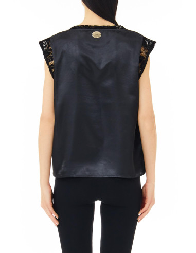 T-shirt nero in pizzo LIU.JO 5F3084J4596