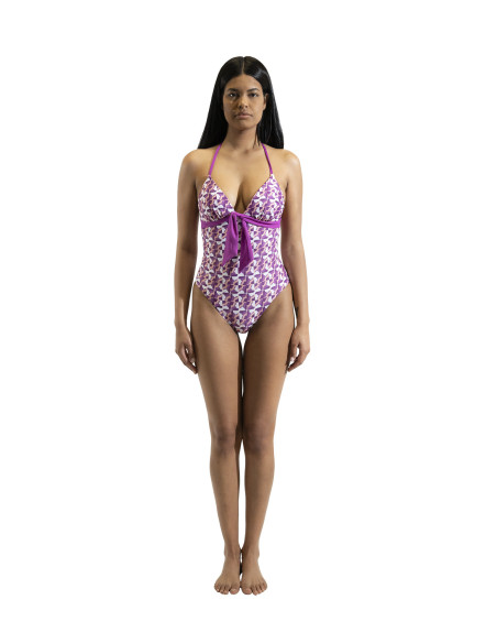 Costume intero Liu.jo con fantasia geometrica viola VA4091J6448
