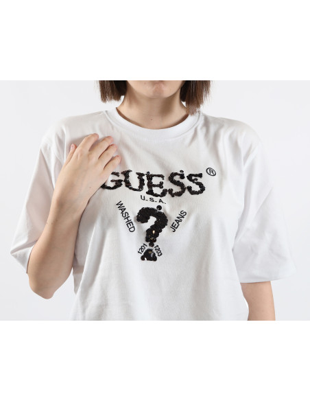 T-shirt logo frontale con paillettes Guess V4YI06I3Z14
