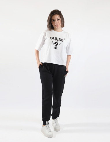 T-shirt logo frontale con paillettes Guess...