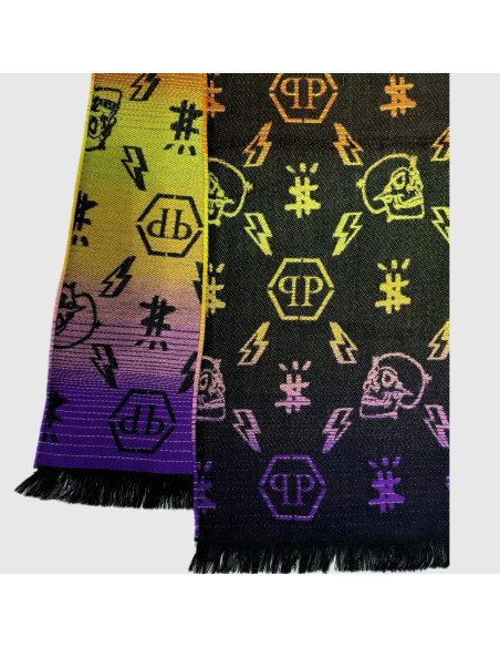 Sciarpa in lana multicolor loggata Philipp Plein SC4HWOPP658