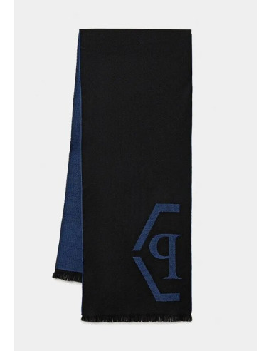 Sciarpa in lana blu e nera Philipp Plein...