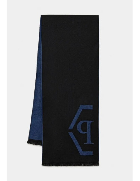 Sciarpa in lana blu e nera Philipp Plein SC4MWMPP660