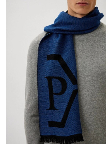 Sciarpa in lana blu e nera Philipp Plein...
