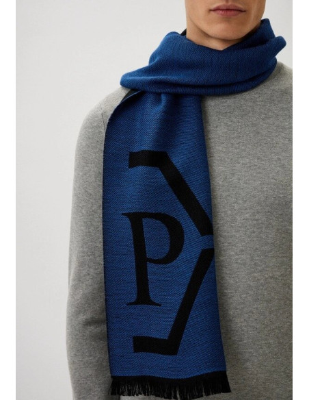 Sciarpa in lana blu e nera Philipp Plein SC4MWMPP660