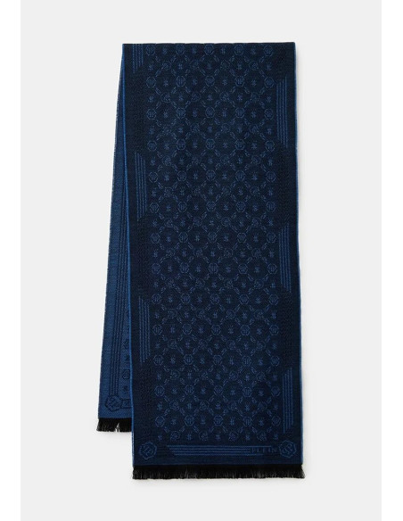 Sciarpa in lana blu e nera Philipp Plein SC4MWMPP659