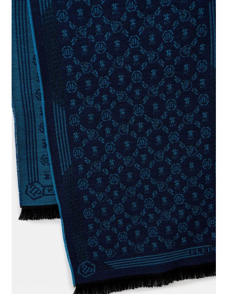 Sciarpa in lana blu e nera Philipp Plein SC4MWMPP659