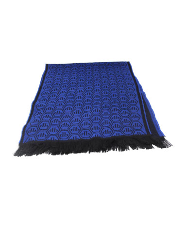 Sciarpa in lana blu e nera Philipp Plein...